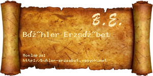 Bühler Erzsébet névjegykártya